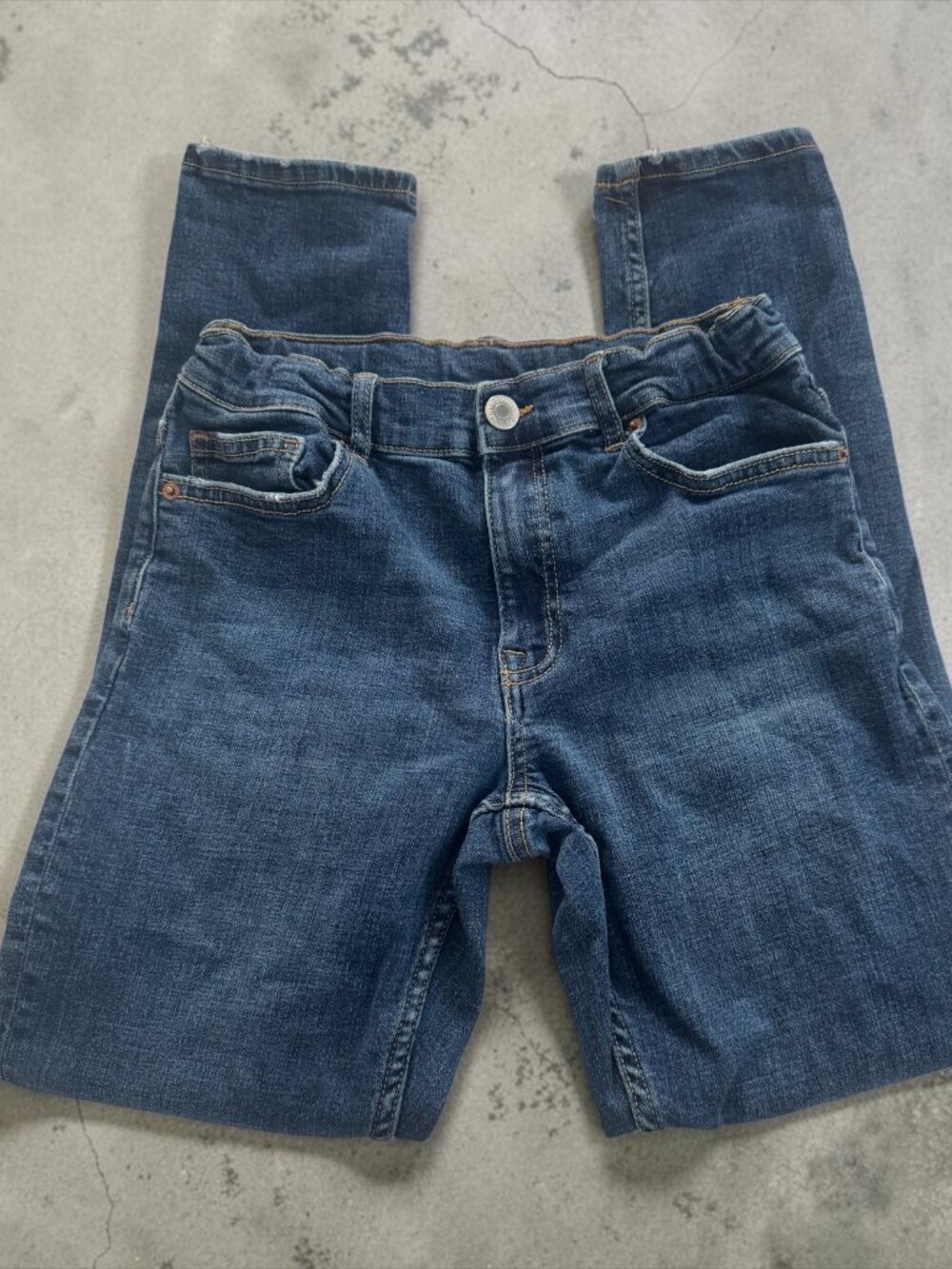 Zara Kids Straight Leg Blue Jeans Size 13–14 Girls Mid Wash